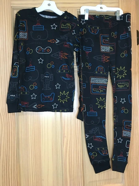 New Carter's Boys Video Game Allover Pajama set  Snug Fit Long sleeve Black