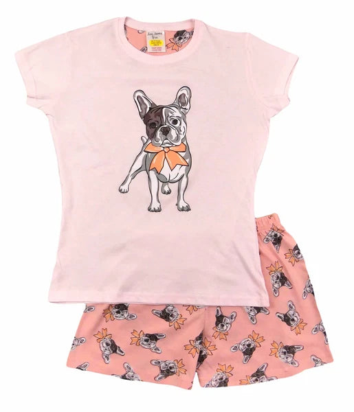 Girls Short Bulldog Pyjamas 3-8 Years 100% Cotton