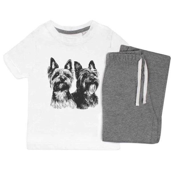 'Two Yorkshire Terriers Portrait' Kids Nightwear / Pyjama Set (KP053101)