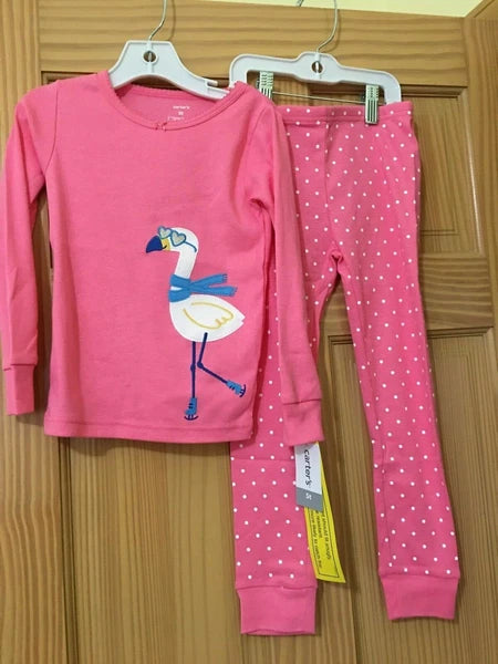 New Carter's Girls Pink Flamingo Pajama Set Long Sleeve Long Pants Kids ManySize
