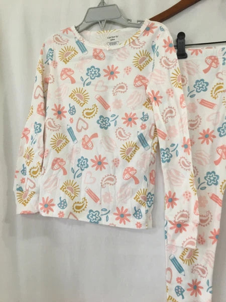 New Carter's Read Heart  Allover Girls Pajama Set Snug fit  Cream many sizes