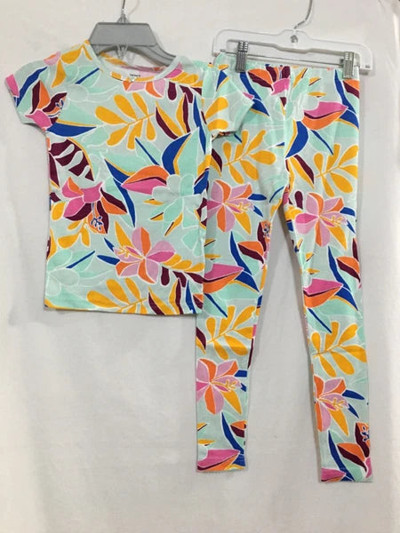 New Carter's Girls Floral  Pajama Set Snug fit White Pink Kids size 6,7,8