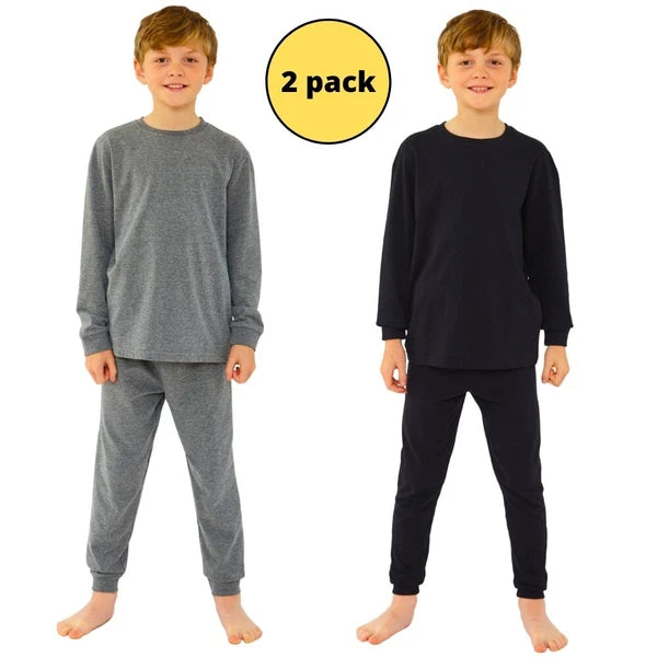 Boys Pyjama PJ Nightwear Sets 2 Piece Check Bottom Loungewear Short Long Bedlam