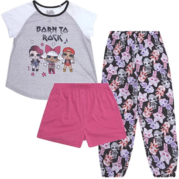 L.O.L. Surprise! Girls S/S 3pc Pajama Pant Set Size 6 8 10 $40