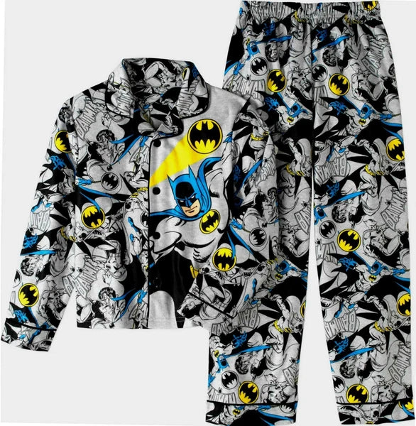 Batman DC Comic Sleepwear child size 8 Med Pajamas 2 Piece Set New Flannel
