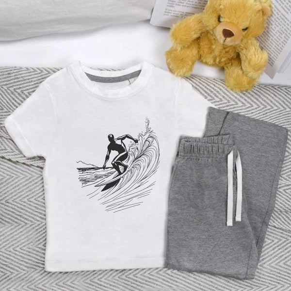 'Surfer Riding The Waves' Kids Nightwear / Pyjama Set (KP045120)