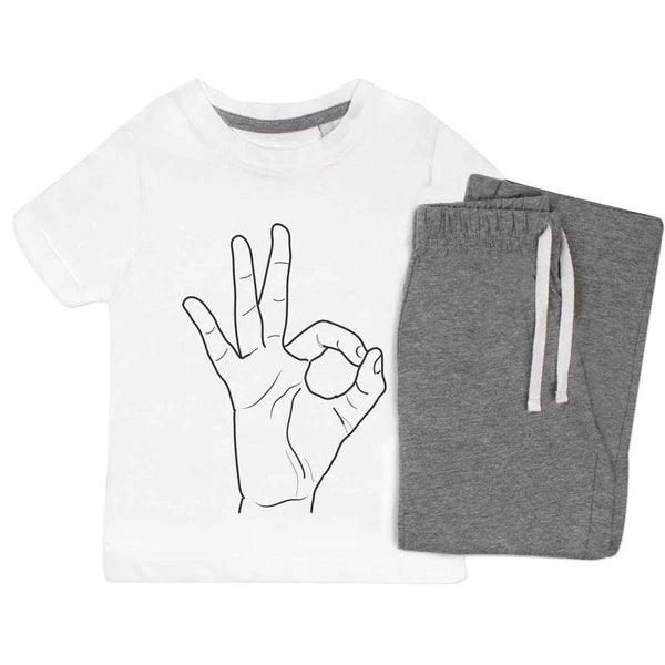 'Hand Sign Okay' Kids Nightwear / Pyjama Set (KP049836)