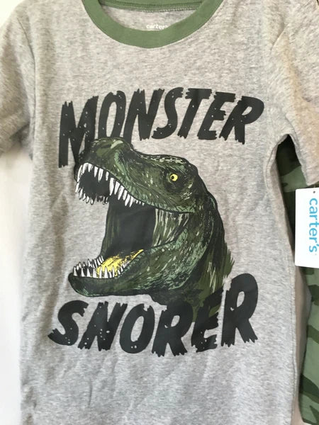 New Carter's Boys Dinosaur Pajama set Snug Fit Shorts Green many sizes