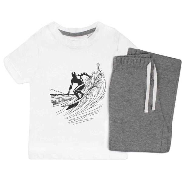 'Surfer Riding The Waves' Kids Nightwear / Pyjama Set (KP045120)