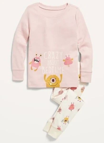 OLD NAVY MONSTERS PRINT TODDLER GIRL PAJAMA SET . NEW WITH TAG.