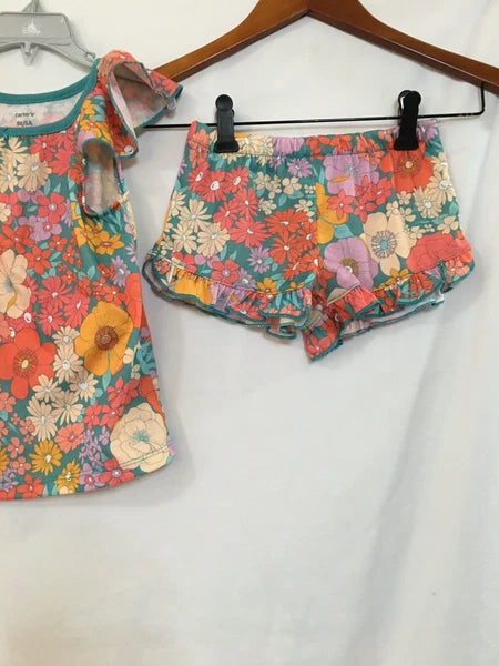 New Carter's Girls Floral  Poly Pajama 2 pc Set Toddler  sz 5T