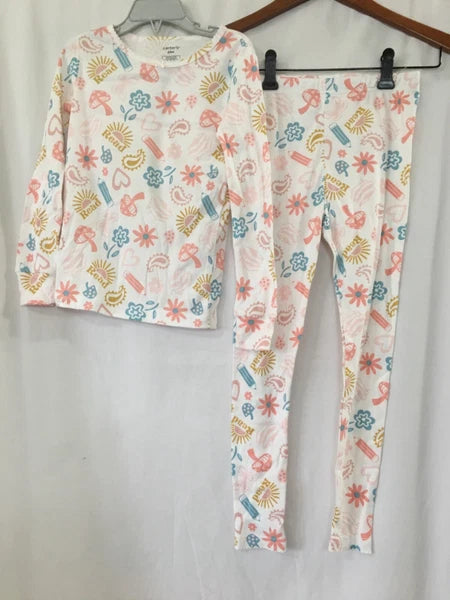 New Carter's Read Heart  Allover Girls Pajama Set Snug fit  Cream many sizes