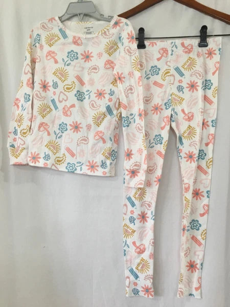 New Carter's Read Heart  Allover Girls Pajama Set Snug fit  Cream many sizes