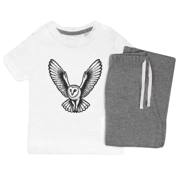 'Flying Barn Owl' Kids Nightwear / Pyjama Set (KP048329)