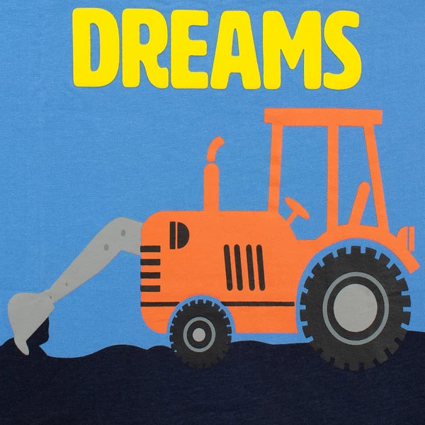 Digger Pyjamas Kids Boys 18 24 Months 2 3 4 5 6 7 8 Years PJs Nightwear Blue Red