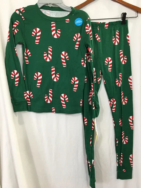 NWT Carter's Candy Cane Pajamas Set kids Cotton Christmas Green  Many Sizes