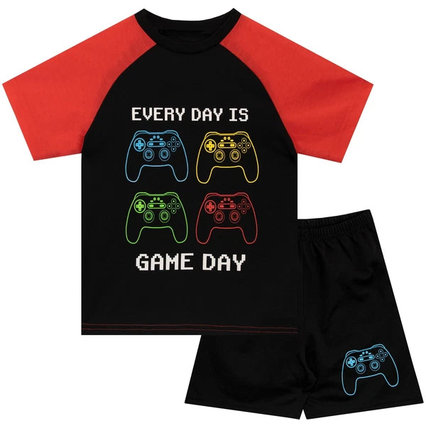 Gaming Short Pyjama Set Kids Boys 5 6 7 8 9 10 11 12 13 Years PJs Nightwear Red