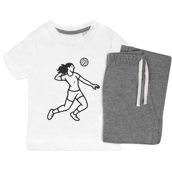 'Volleyball Player Action' Kids Nightwear / Pyjama Set (KP055366)