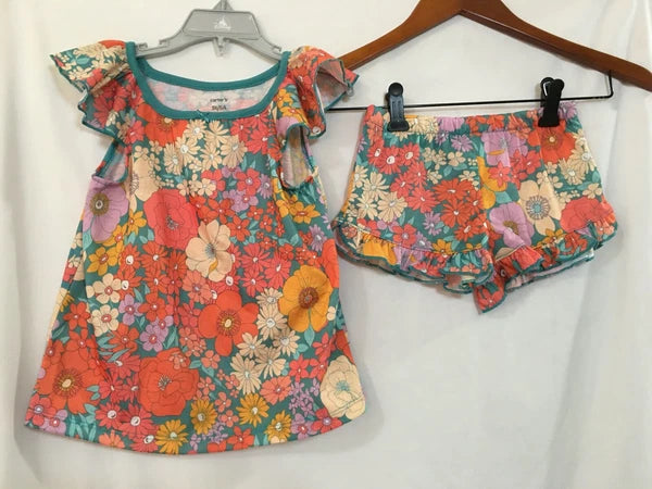 New Carter's Girls Floral  Poly Pajama 2 pc Set Toddler  sz 5T