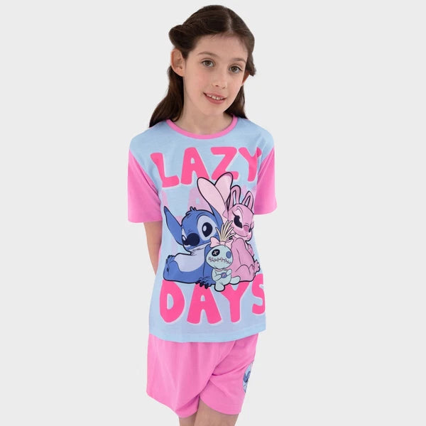 Disney Lilo And Stitch Pyjamas | Girls Stitch And Angel PJs | Lazy Days Pyjamas