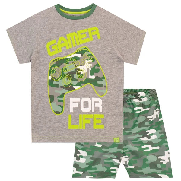 Gaming Pyjamas Kids Boys 6 7 8 9 10 11 12 Years PJ Set Camouflage Grey Green