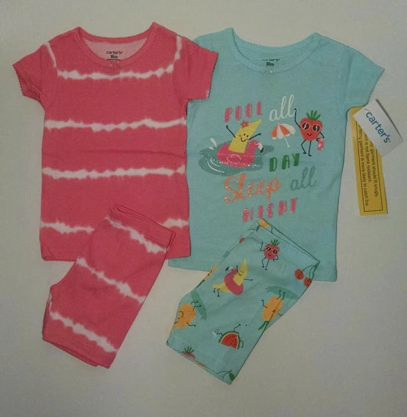 New! Baby Girl's Carter's 4pc Pajama Set Multiple Sizes (6M-24M)