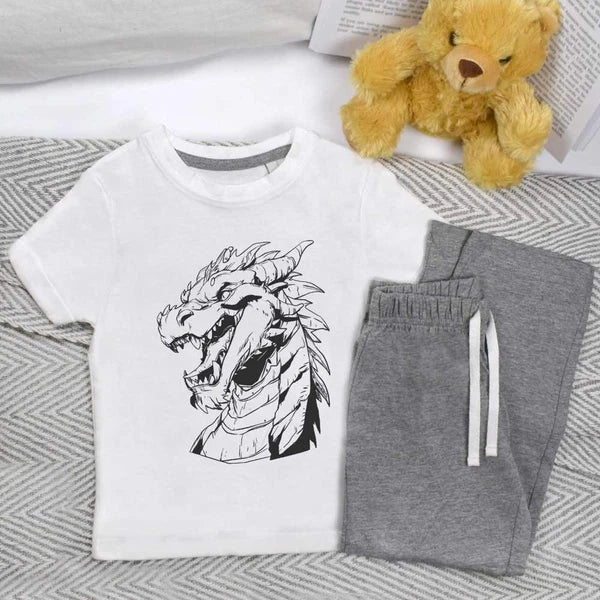 'Dragon Portrait' Kids Nightwear / Pyjama Set (KP053998)