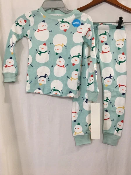 NWT Carter's Blue Snowman Pajamas Set kids Cotton Christmas 5,6,7,8,10,12,14