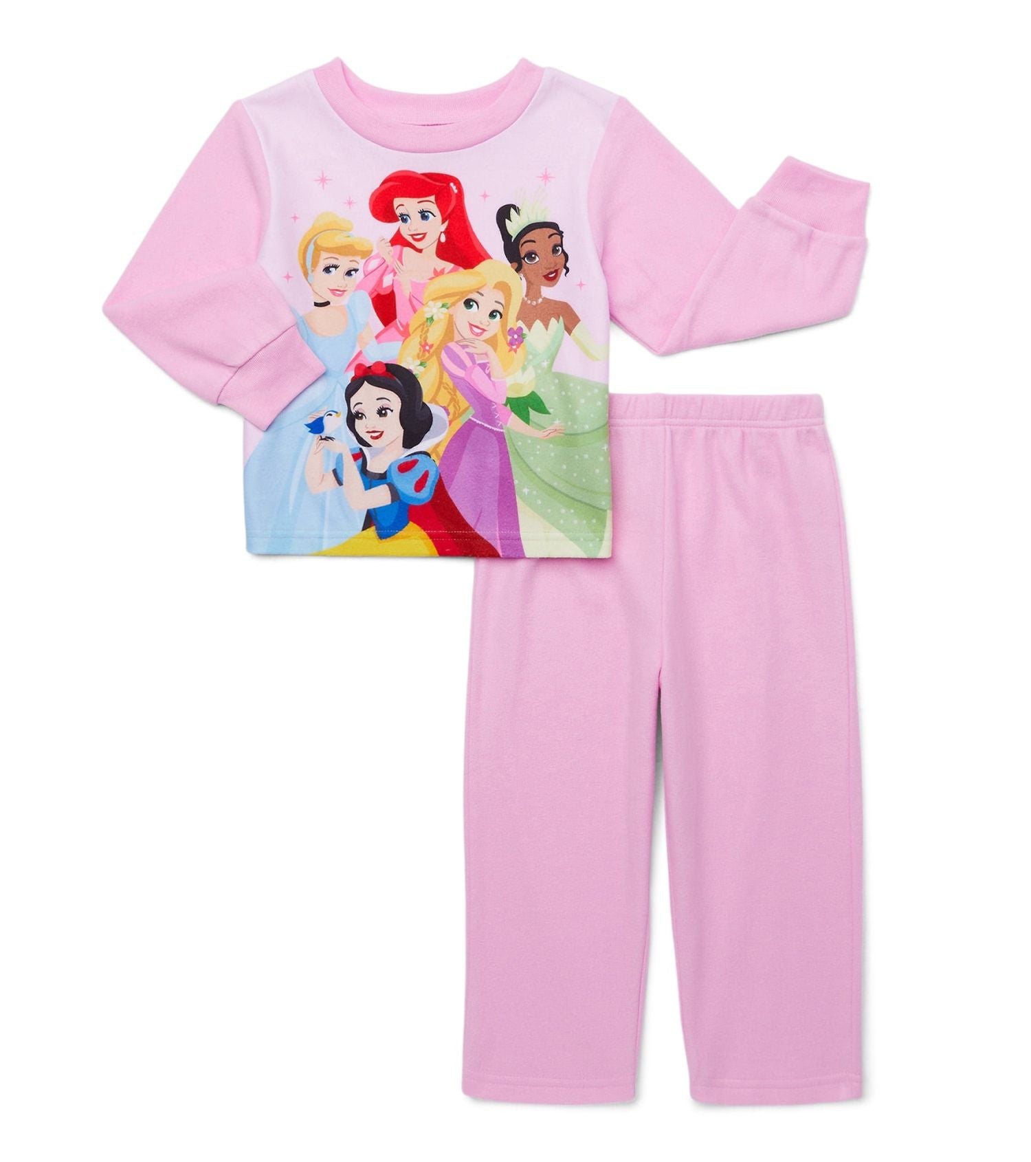 Disney Princess Toddler Girl's Multi Character Long-Sleeved Pink Soft Pajama Set