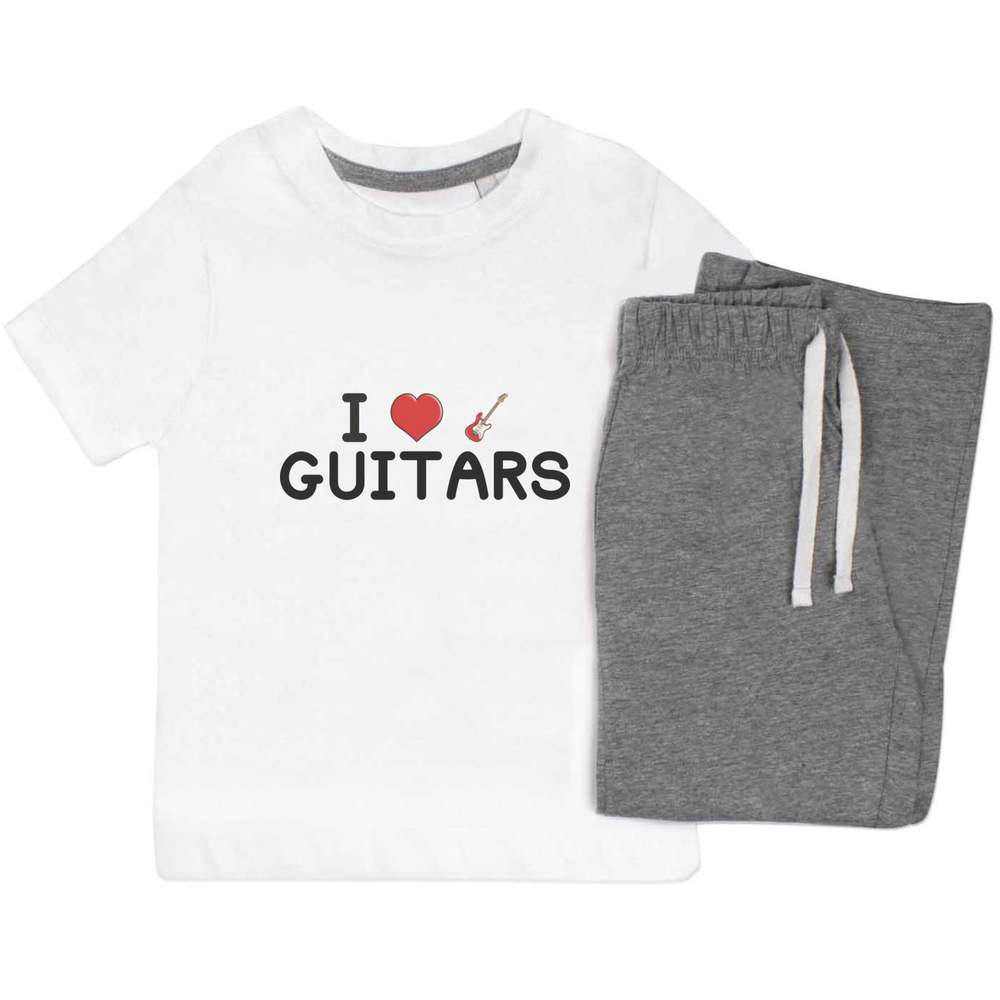 'I Love Guitars' Kids Nightwear / Pyjama Set (KP034296)