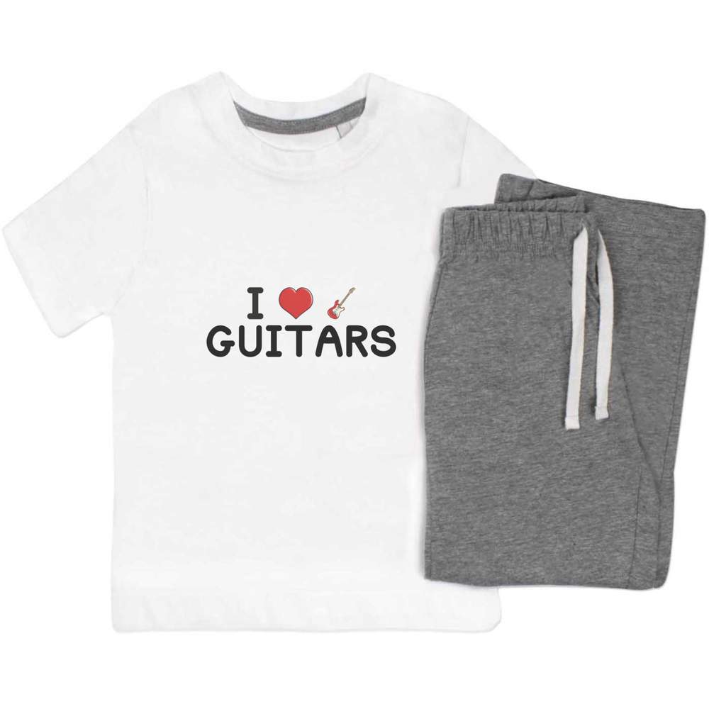 'I Love Guitars' Kids Nightwear / Pyjama Set (KP034296)