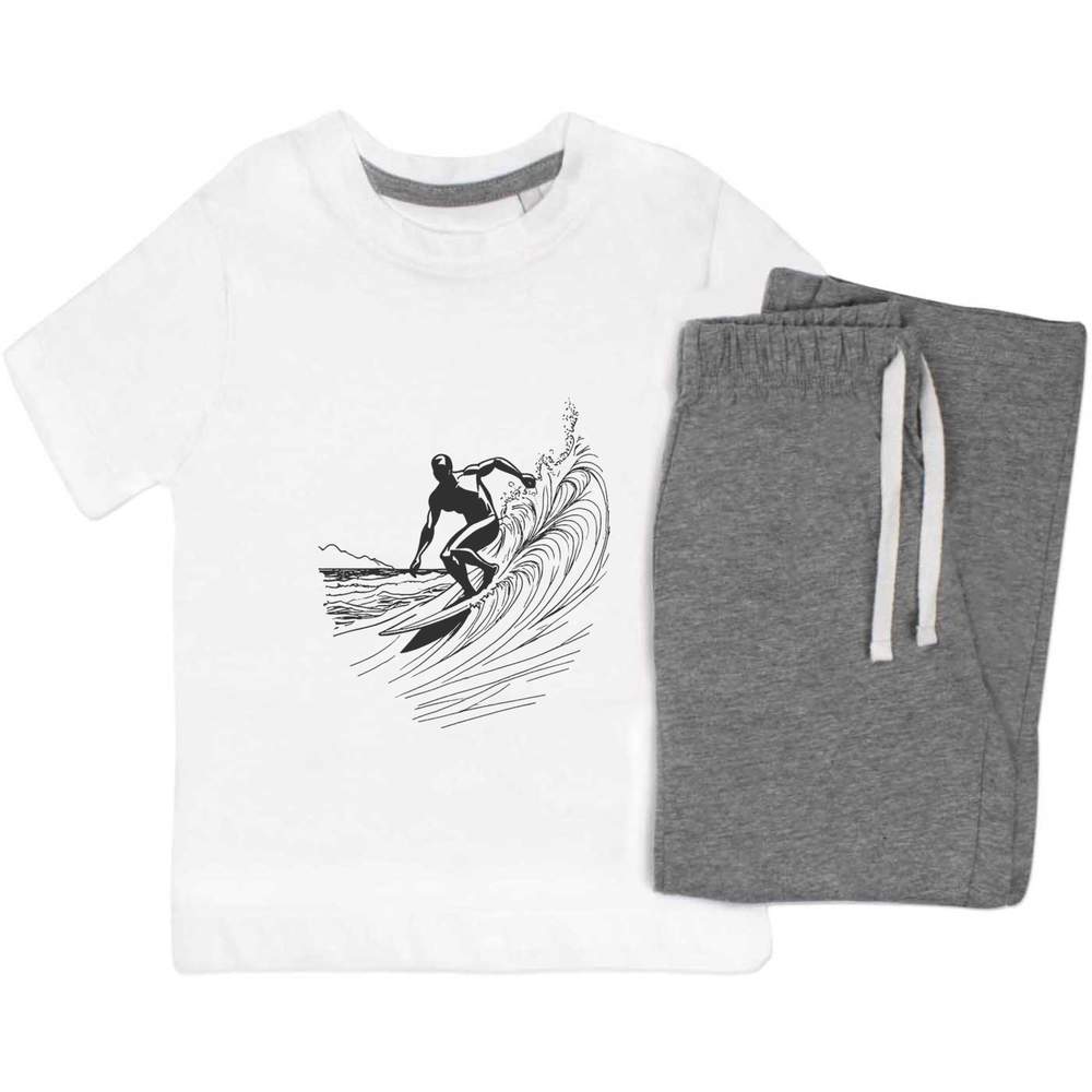 'Surfer Riding The Waves' Kids Nightwear / Pyjama Set (KP045120)