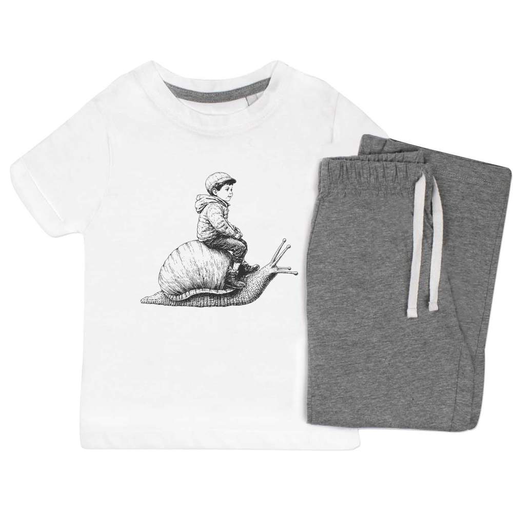 'Boy Riding Snail' Kids Nightwear / Pyjama Set (KP049214)