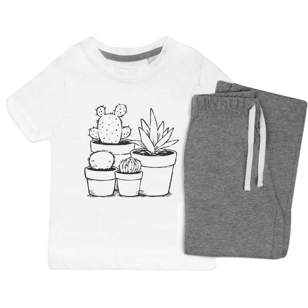 'Cacti Plants in Pots' Kids Nightwear / Pyjama Set (KP053513)