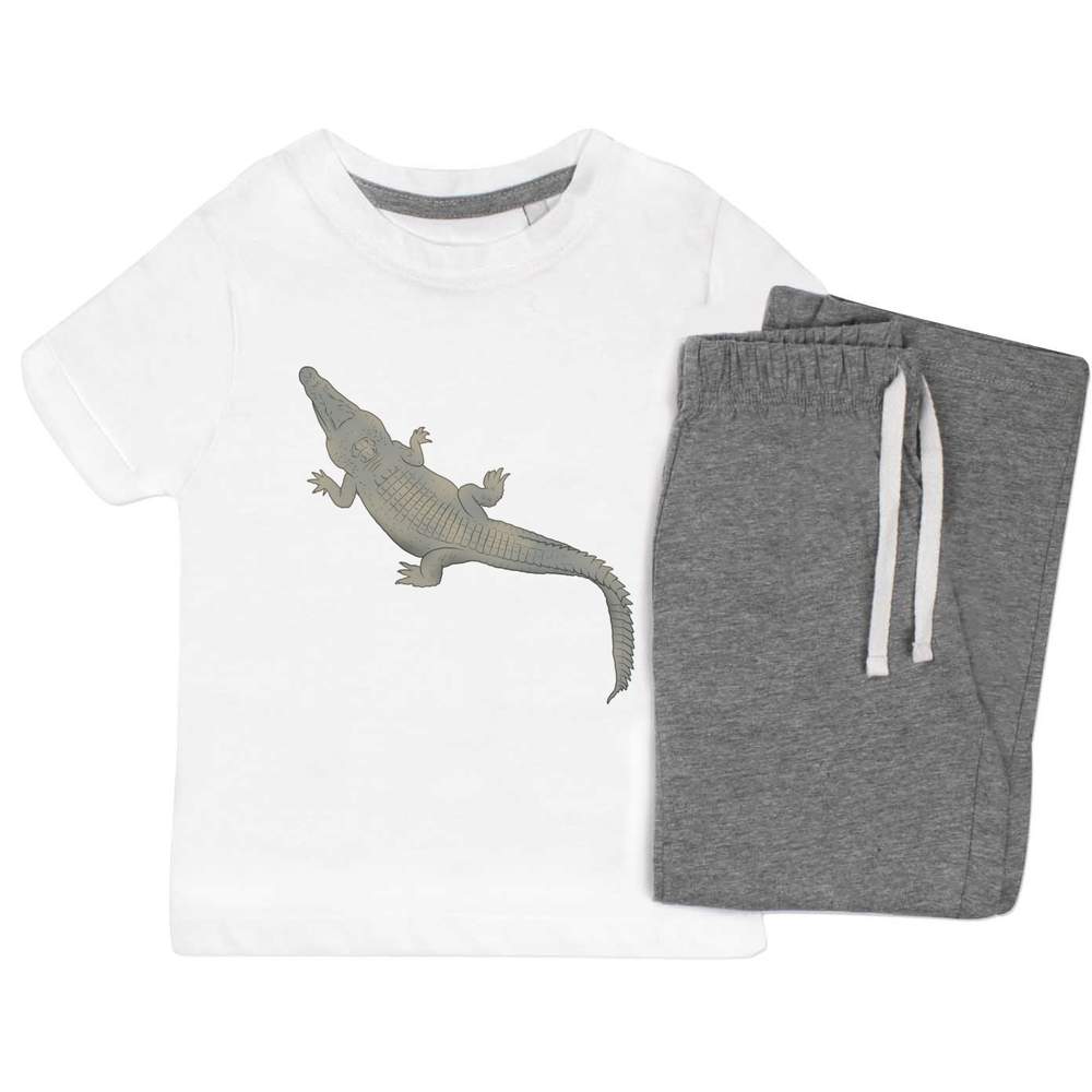 'Alligator Top View' Kids Nightwear / Pyjama Set (KP054607)
