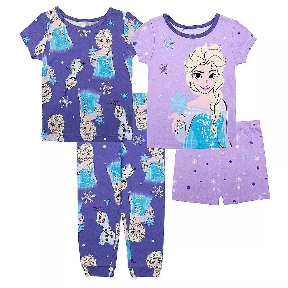 Disney Frozen Elsa and Olaf Toddler Girl's 4-Piece Cotton Pajama Set