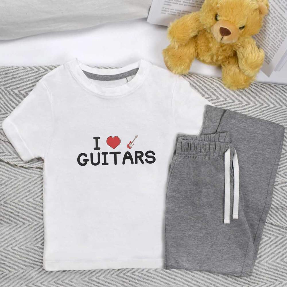 'I Love Guitars' Kids Nightwear / Pyjama Set (KP034296)