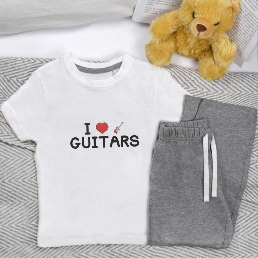 'I Love Guitars' Kids Nightwear / Pyjama Set (KP034296)