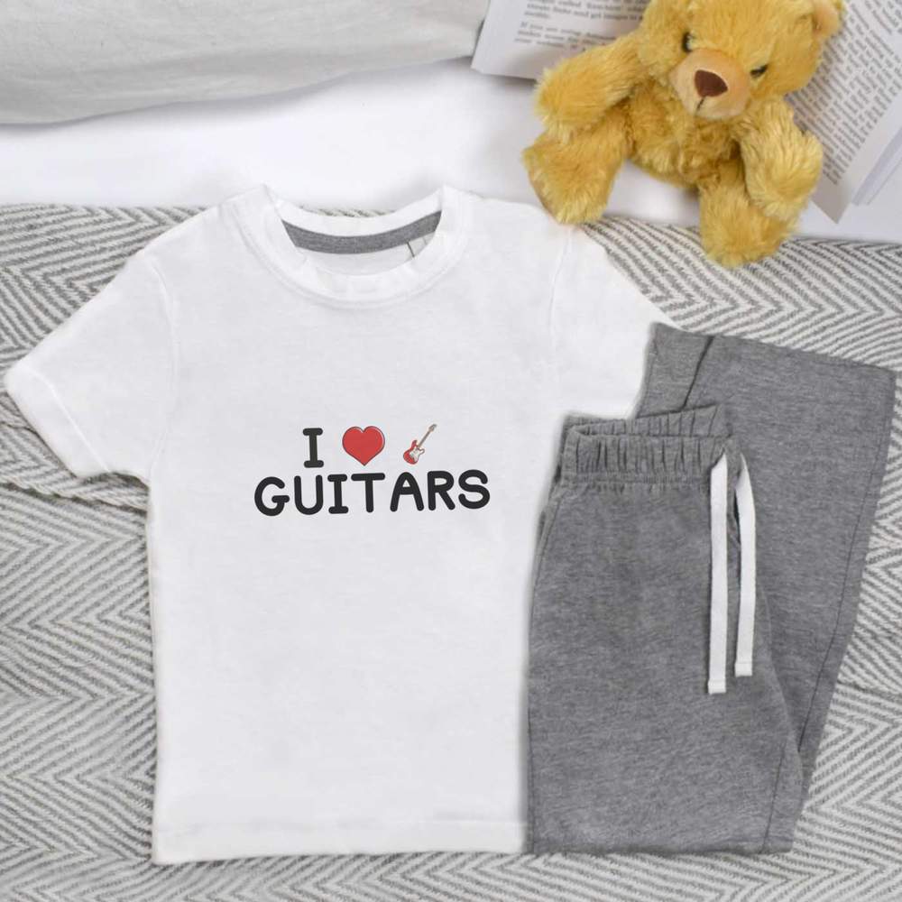 'I Love Guitars' Kids Nightwear / Pyjama Set (KP034296)