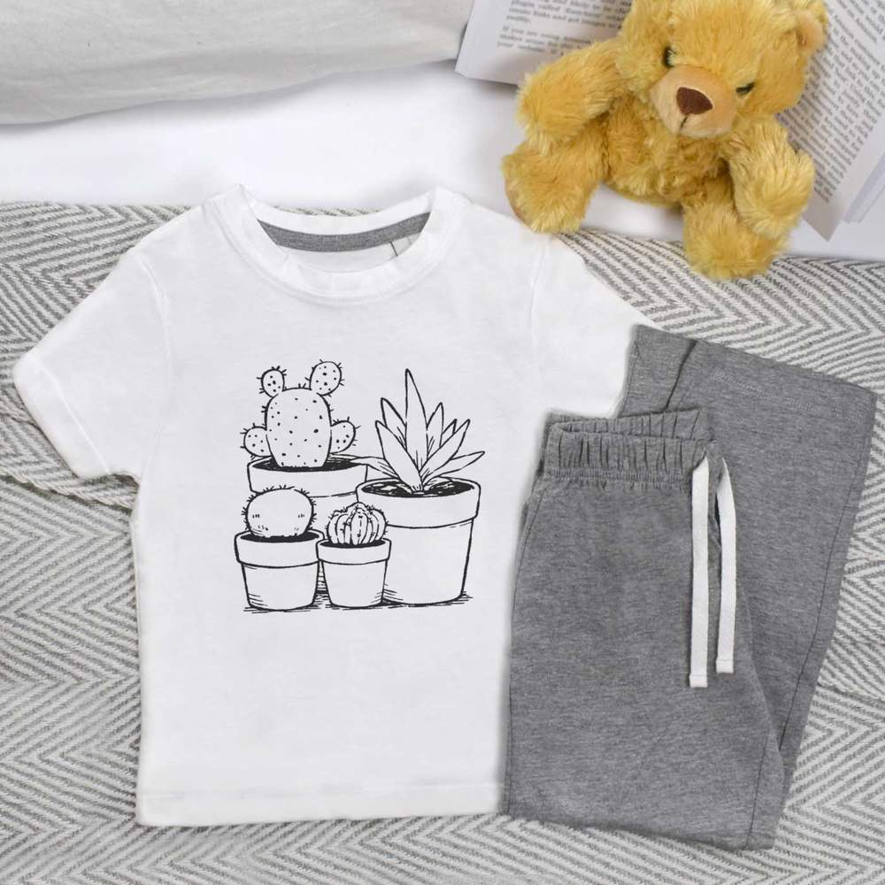 'Cacti Plants in Pots' Kids Nightwear / Pyjama Set (KP053513)