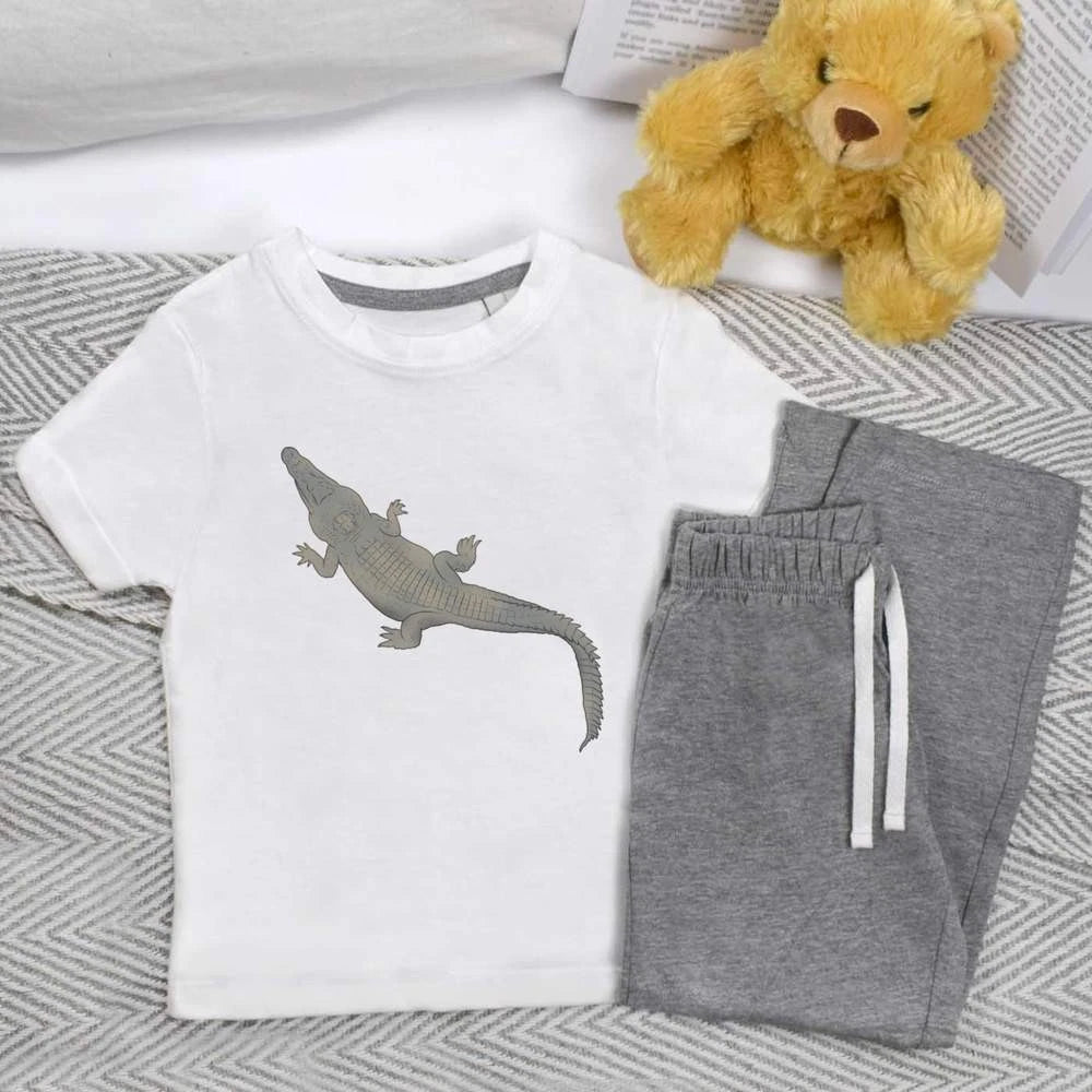 'Alligator Top View' Kids Nightwear / Pyjama Set (KP054607)