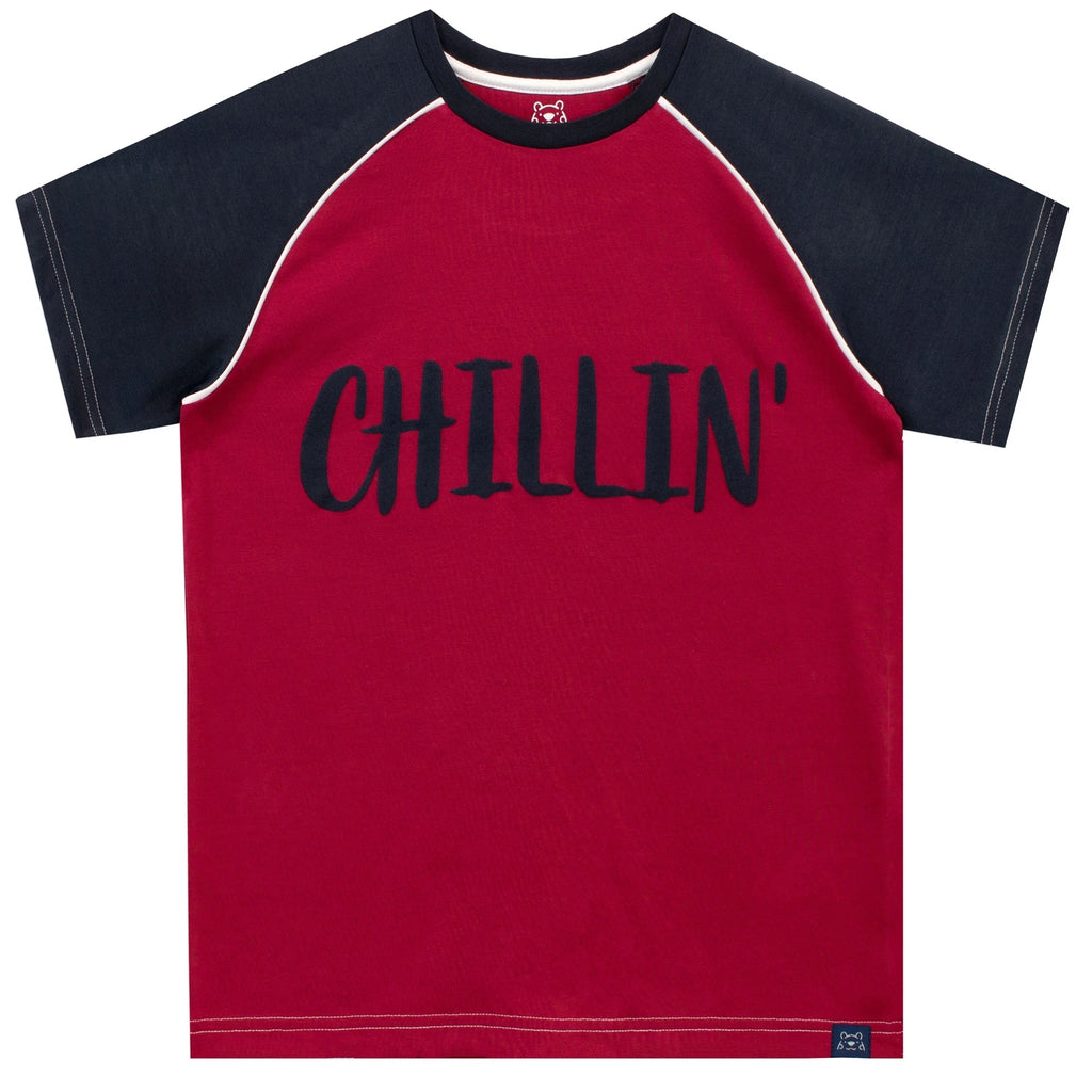 Boys Pyjamas Pyjama Set PJs 6- 13 Years Short Sleeve Chillin Check Gift Black
