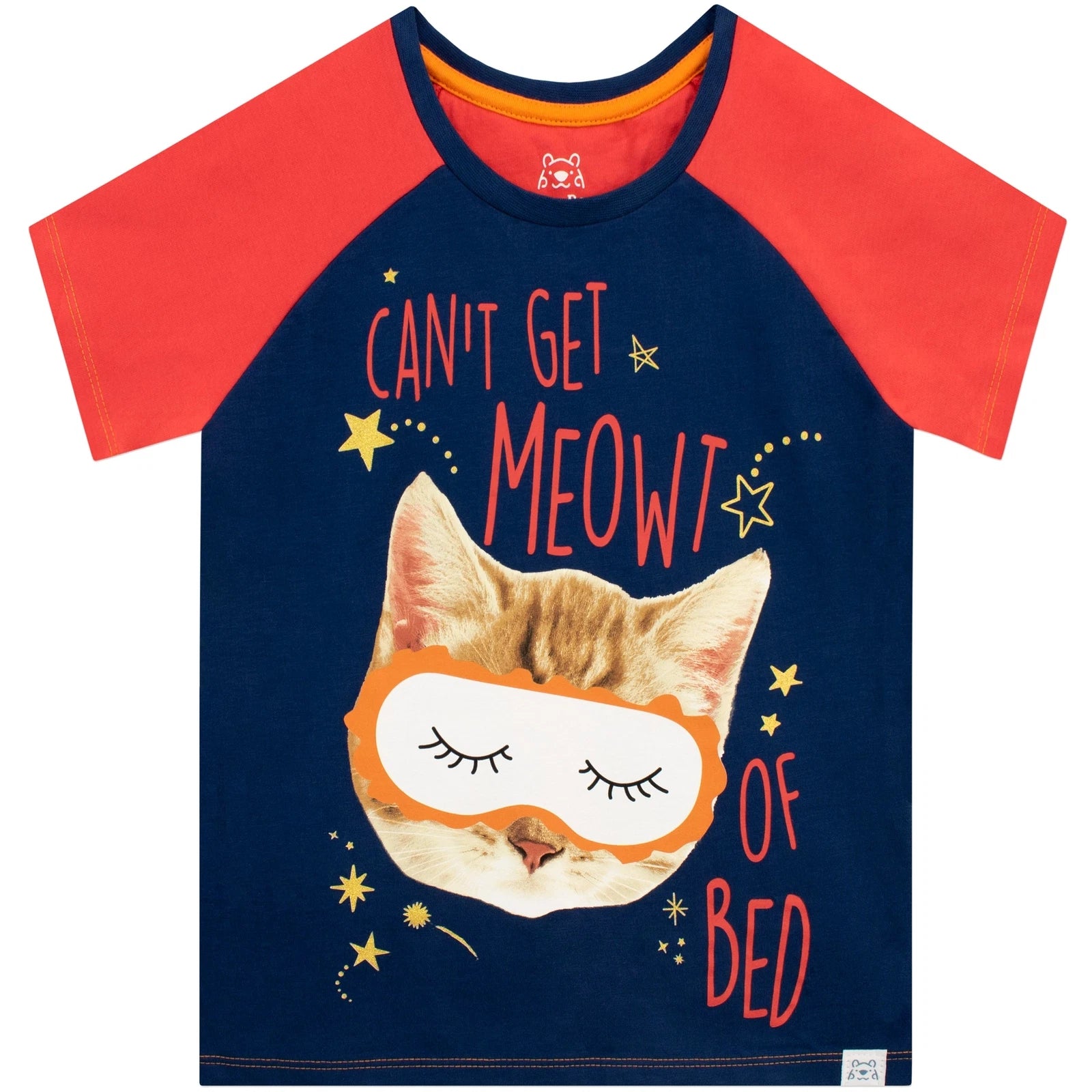 Sleepy Cat Pyjamas Kids Girls 6 7 8 9 10 11 12 13 Years Short PJs Sleepwear Red