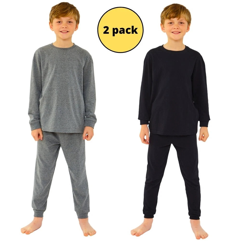 Boys Pyjama PJ Nightwear Sets 2 Piece Check Bottom Loungewear Short Long Bedlam