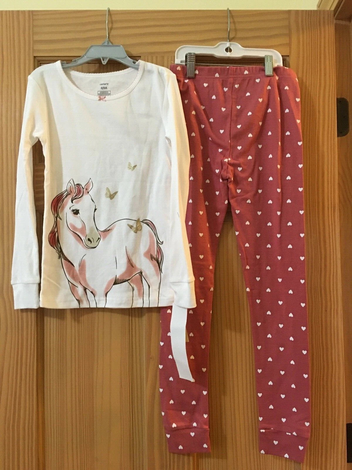 New Carter's Girls Horse Pajama 2pc Set Snug fit Long Sleeve Long Pants