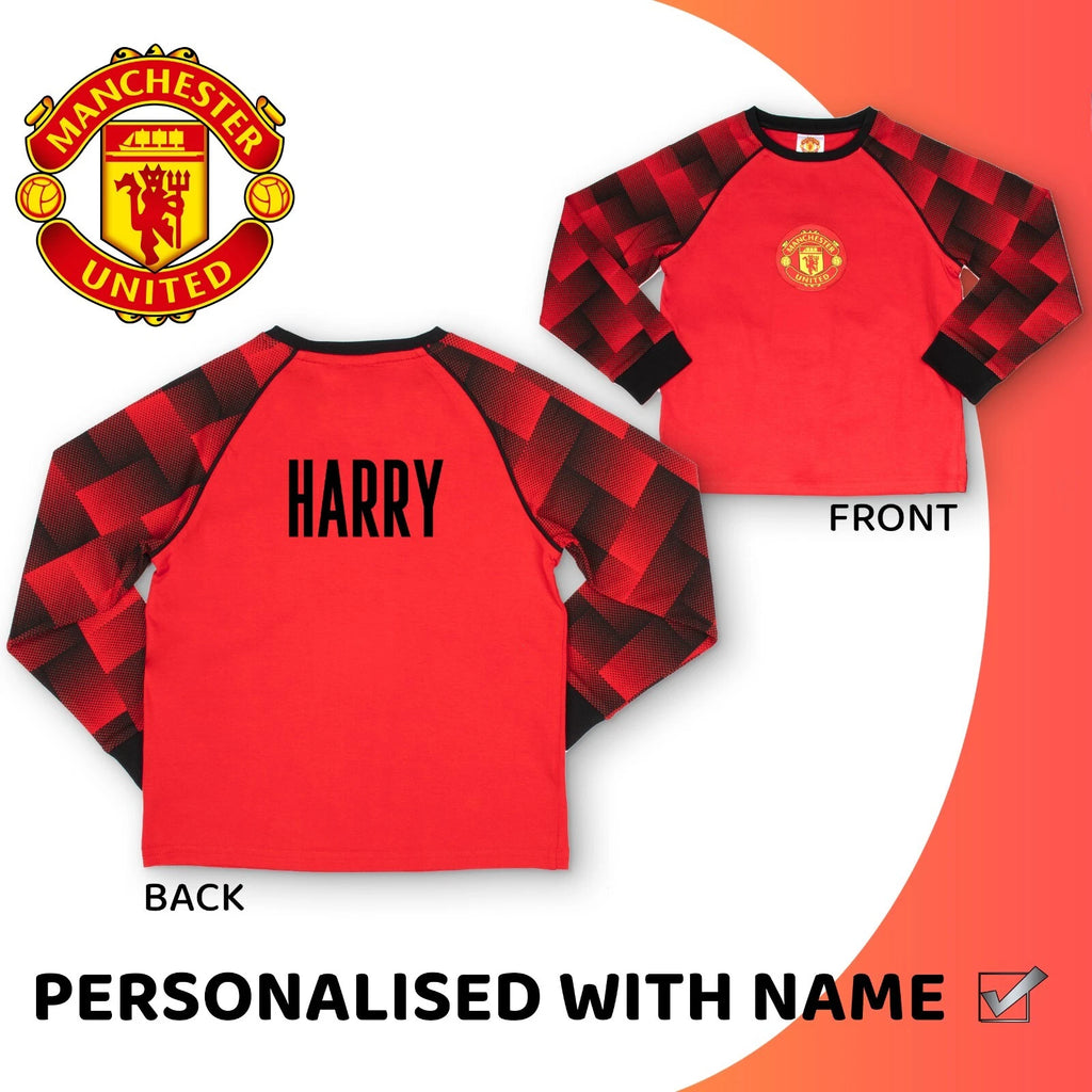 Manchester United Personalised Kids Pyjamas Long Sleeve PJ set for Boys Cotton