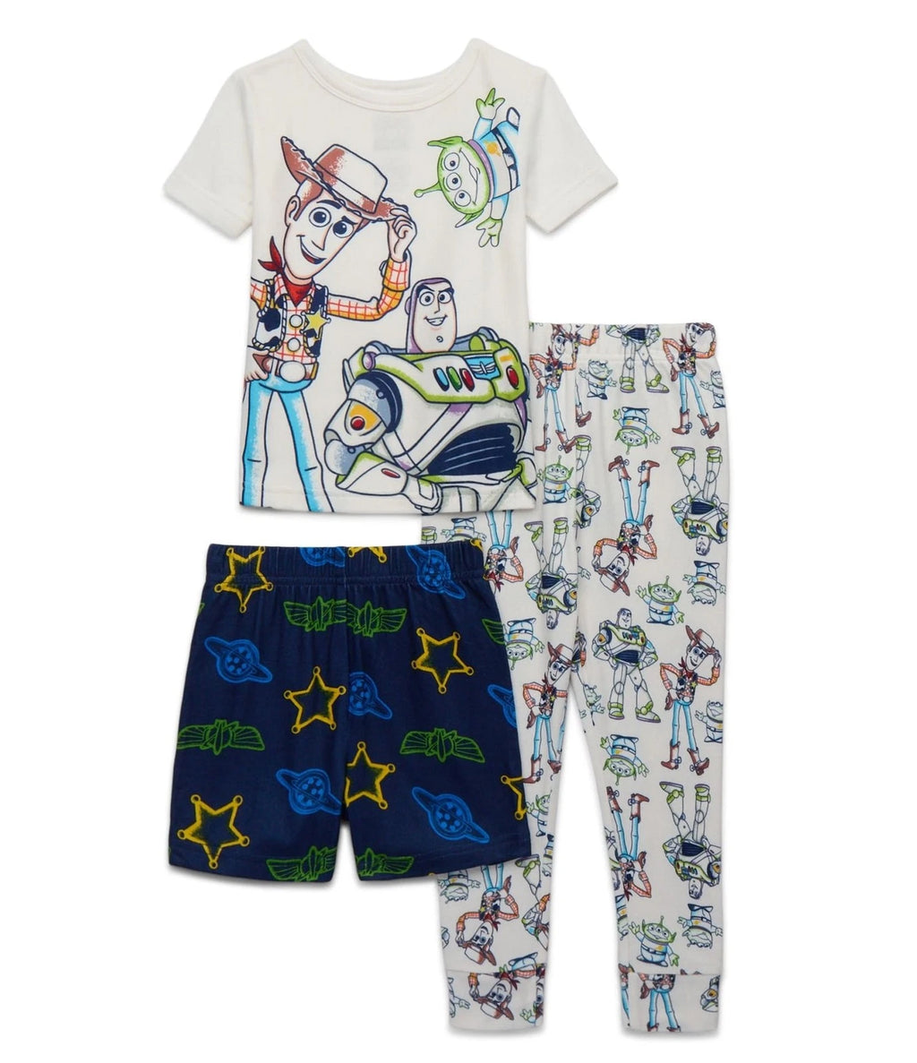 Toy Story Toddler Boy's Woody, Buzz, LGM 3-Piece Soft Character Pajama Set