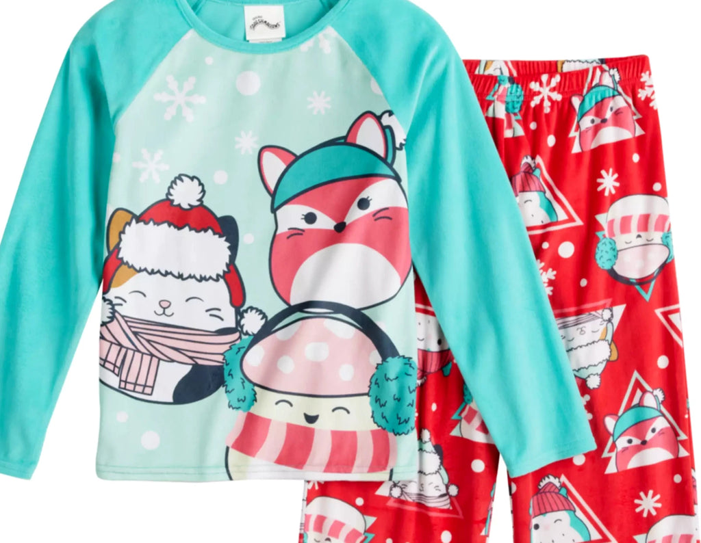 Squishmallows Christmas Pajamas Set T Shirt Pants Girl 6 8 10 12 14 Holiday Gift