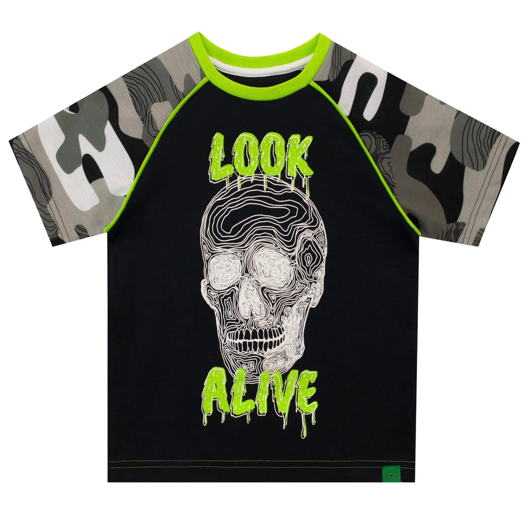 Skull Camouflage Pyjamas Kids Boys 6 7 8 9 10 11 12 Years PJs Grey Black Green