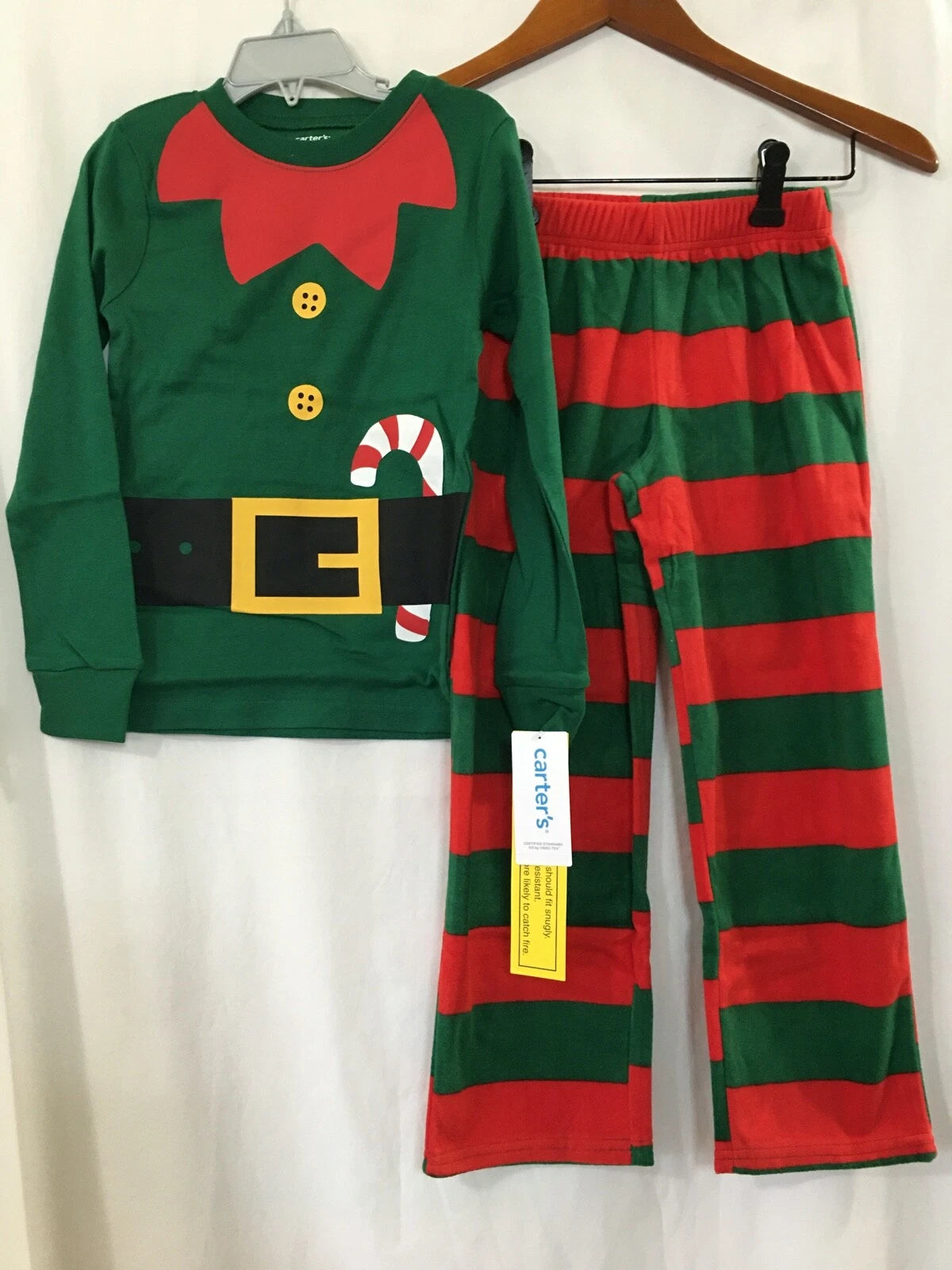 New Carter' Elf Cotton Fleece Pants Pajama Set 2 pc 6 Boy Girls Christmas